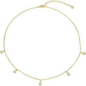Dainty CZ Necklace 14K Gold Silver Plated Simple Trendy Jewelry for Women - 1 of 4
