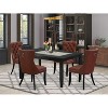 5-Piece Black Finish Solid Wood Top-Rectangular Upholstered Dining Room Set-Seats 4 - 2 of 4