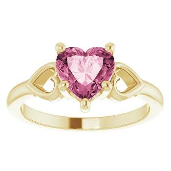 Pompeii3 7mm Pink Topaz Women's Heart Ring in 14k Gold 5.5mm Tall