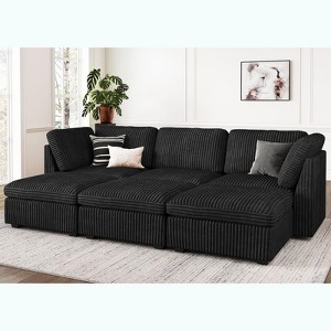 Belffin 6-Seater Sleeper Sectional - Convertible Cloud Couch with Storage & Plush Corduroy - 1 of 4
