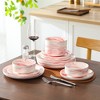 vancasso 12-piece pink marble ceramic tableware set with curved edges serves 4 people Including 6 Plates/Dessert Plates/Bowls Serving 4 People - 4 of 4