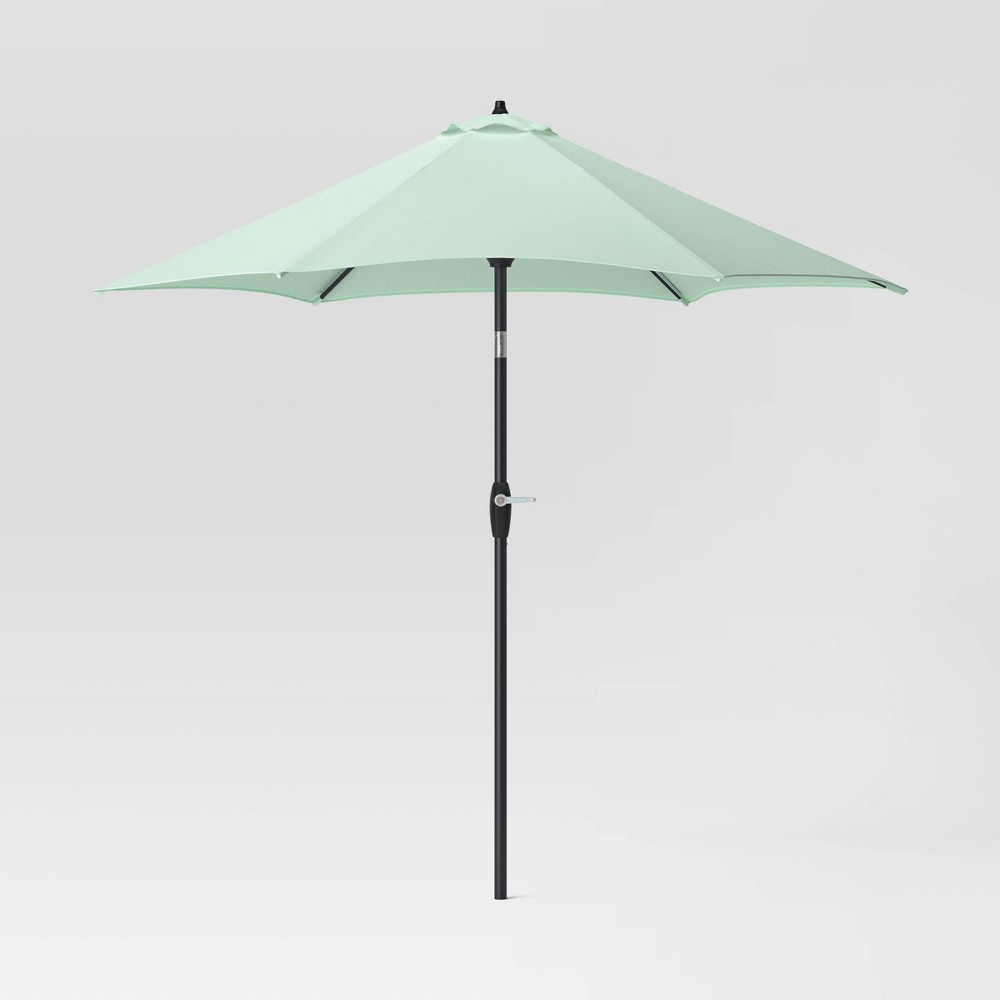 9' Round Outdoor Patio Market Umbrella Mindful Mint with Black Pole - Room Essentials™