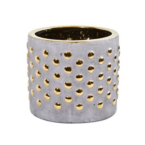 Nearly Natural 7-in Regal Stone Hobnail Planter with Gold Accents - 1 of 1