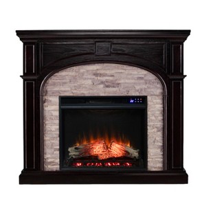 Tanaya Touch Screen Electric Fireplace with Faux Stone - FR9620 - Brown - SEI - 1 of 4
