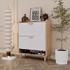 Gulches 31.5 Inch Nordic Style Shoe Cabinet 2 Flip Drawers Solid Wood Legs White Solid Wood Color Narrow Freestanding Organizer For Entryway Hallway - 3 of 4
