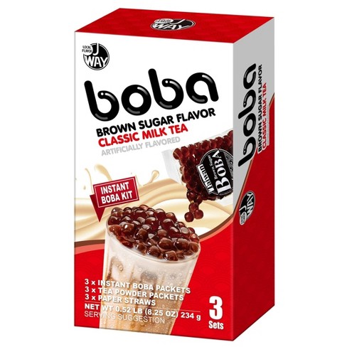 J WAY Instant Boba Bubble Pearl Variety Milk Tea Fruity Tea Kit with  Authentic Brown Sugar Caramel Fruity Tapioca Boba, Ready in Under One  Minute, Paper Straws Included - Gift Box 