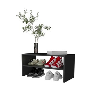 AZL1 Life Concept Shoe Rack with 2 Spacious Shelves Durable Melamine Build with Easy Assembly for Bedroom Organization, Black, 32.68"*18.5"*3.54" - 1 of 4