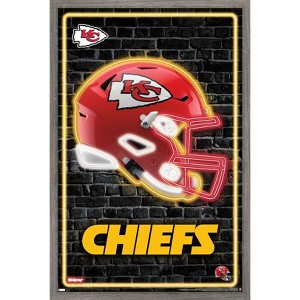 Trends International NFL Kansas City Chiefs - Neon Helmet 23 Framed Wall Poster Prints - 1 of 4