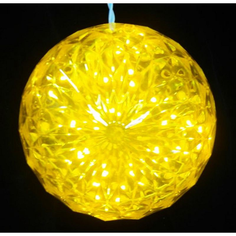 Northlight 6" Prelit LED Crystal Sphere Ball Outdoor Orb Decoration - Yellow Lights, 2 of 5