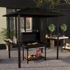 Outsunny 6' x 8' Hardtop BBQ Gazebo, Grill Gazebo with Metal Roof, Aluminum Frame and 2 Side Shelves - 3 of 4