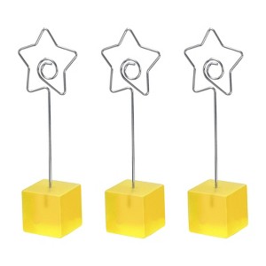Unique Bargains Metal Resin Cube Base Star Shape Pictures Memo Place Card Holder 3 Pcs - 1 of 4