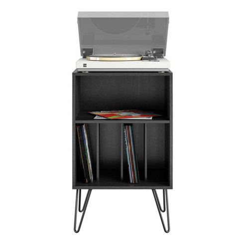 Novogratz Concord Turntable Stand Black Oak: Mid-century Media Storage ...