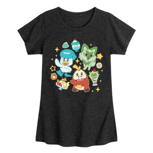 Girls' - Pokémon - Sprig Fuec Quax Cafe Fitted Short Sleeve Graphic T-Shirt - 1 of 4