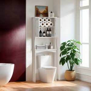 VANIRROR Over The Toilet Storage Cabinet, Bathroom Shelf Over Toilet, Bathroom Storage Cabinet Organizer, White - 1 of 4