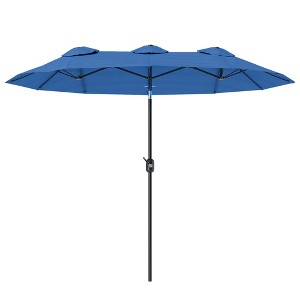 Outsunny 9.5' Double-sided Patio Umbrella with 3 Air Vents, Tilt and Crank, Outdoor Umbrella - 1 of 4