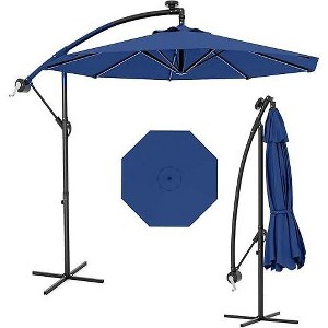 10 FT Hanging Cantilever Umbrella with 360 Degree Rotation, 8 Ribs Offset Patio Umbrella Cross Base Support Patio Umbrella with Easy Tilt Adjustment - 1 of 4