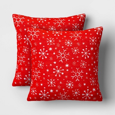 Mainstays Solid Chenille Decorative Pillow Set, Red, 18 x 18, 2