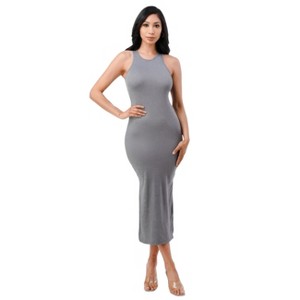 Slickblue Side Slit Maxi Dress, High Neck Sleeveless, Women’s Form-Flattering Style, Multiple Color Options, Size S-L - 1 of 4