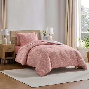 Nestl Bed in a Bag, 7pc Comforter Set Botanical Design, Modern Comforter Sets with Sheets, Bed in a Bag Bed Set - 1 of 4