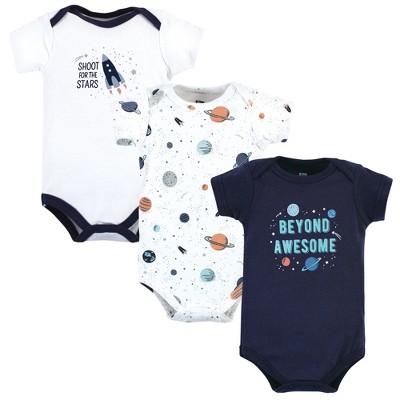 Image of Hudson Baby Infant Boy Cotton Bodysuits, Space, 6-9 Months