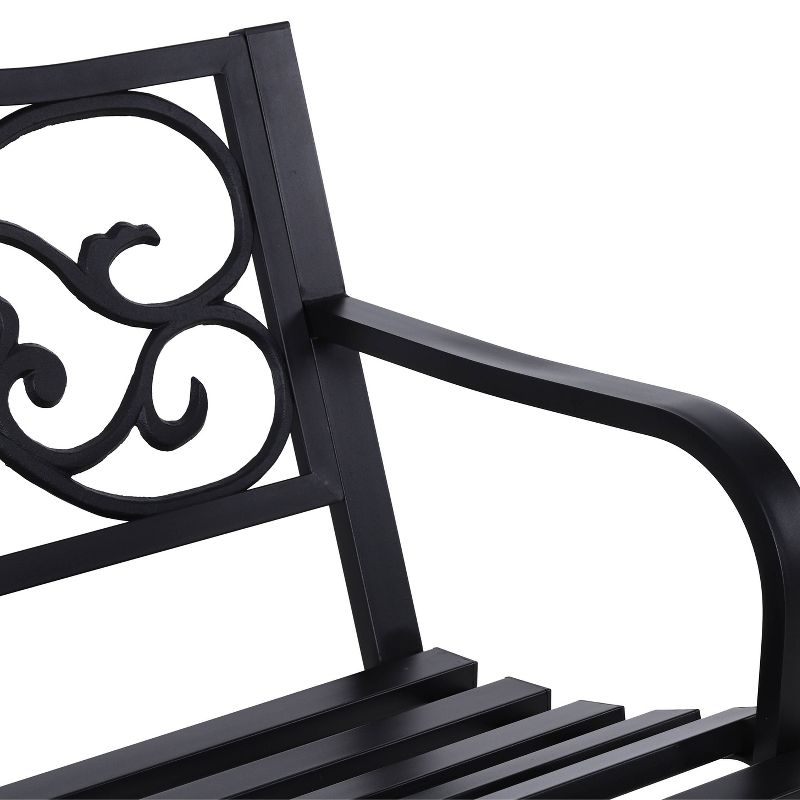Two Seat Cast Steel Garden Bench - Captiva Designs, Butterfly Back, Rust-Resistant, All-Weather Outdoor Seating, 5 of 8