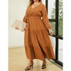 YESFASHION Women Plus Size Maxi Long Sleeve V-Neck Wrap Casual Tie Waist Long Dress - 4 of 4