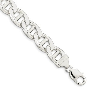 Black Bow Jewelry Mens 13.5mm Sterling Silver Solid Flat Cuban Anchor Chain Bracelet - 1 of 3