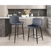Sapphtopaz Modern Velvet Bar Stools Upholstered Counter Height Chair with Metal Legs Barstools Dining Chairs Set of 2 for Kitchen Island - 2 of 4