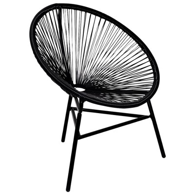 vidaXL Black Patio Moon Chair - Poly Rattan Material, Weather-Resistant and Durable