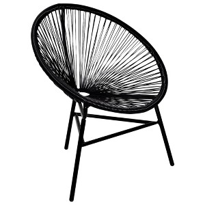 vidaXL Black Patio Moon Chair - Poly Rattan Material, Weather-Resistant and Durable - 1 of 4