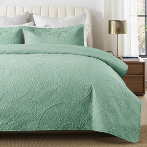 2-3 Pcs Quilted Bedspread Floral Pattern Decorative Coverlet Quilt Bedding Set for All Seasons - Cotton Passion - 1 of 4