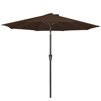 Hyleory 9'  Sunbrella with 8 ribs,Hyleory Tilt Market Patio Umbrella with Oval Ribs Iron Pole, Sturdy and Adjustable