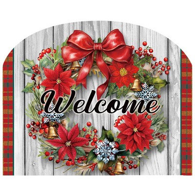 Briarwood Lane Winter Christmas Art Sign 8.25x10.25 Holiday Poinsettia Wreath For Christmas Art Sign
