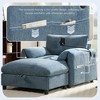 Whisen Oversized Chenille Single Sofa & Chaise Lounge with Storage Ottoman, Adjustable Phone Holder, Charging Ports, Side Pockets - 4 of 4