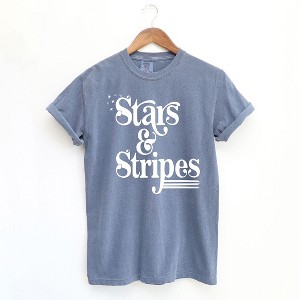Simply Sage Market Women's Stars and Stripes Retro Short Sleeve Garment Dyed Tee - 1 of 4