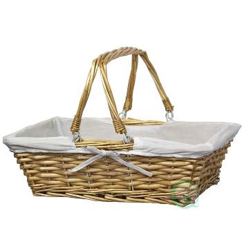 Wickerwise White Round Willow Gift Basket, With Pink And White Gingham Liner  And Handles, Large : Target