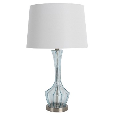 Translucent Glass Table Lamp Set with Brushed Steel Soft Blue - Decor Therapy