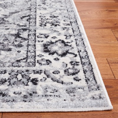 Gray and Black Round Synthetic Flat Woven Area Rug