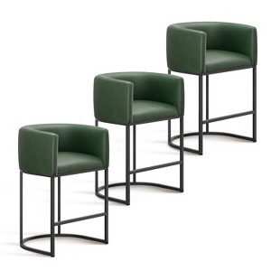 NEWLAYOUT Counter Height Bar Stools Set of 2, 24 Inch Seat Height Barstools for Dining Room, PU Leather Barstools - 1 of 4
