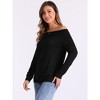 Allegra K Women's Off Shoulder Boat Neck Stretch Knit Long Sleeve Tunics Blouse - 4 of 4