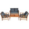 Tangkula 4pcs Wooden Patio Furniture Set Table & Sectional Sofa Garden - 2 of 4