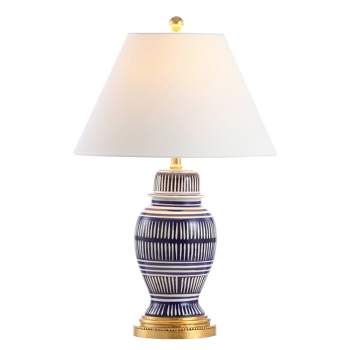 27" Ceramic/Iron Modern Coastal Table Lamp (Includes LED Light Bulb) Navy - JONATHAN Y