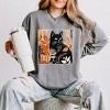 Simply Sage Market Black Cat Fall Leaves Distressed Lightweight Garment Dyed Sweatshirt - 2 of 3