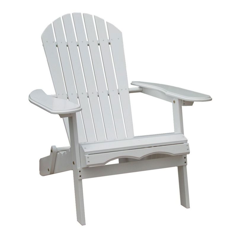 Northbeam Outdoor Portable Foldable Wooden Adirondack Deck Lounge Chair, White, 2 Pack & Merry Products Acacia Hardwood Flat Folding Side Table, White, 2 of 7