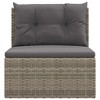 vidaXL Patio Middle Sofa with Cushions Gray Poly Rattan - 4 of 4