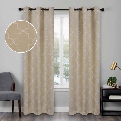 Vintage Geometric Trellis Room Darkening Semi- Blackout Curtains, Set of 2 by Blue Nile Mills