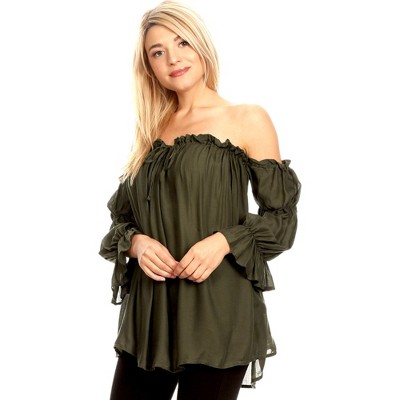 Anna-Kaci Women's Semi Sheer Boho Off The Shoulder Layering Top
