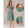 Allegra K Women's Sweetheart Neck Smocked Back Ruffled Hem Floral Dress - 2 of 4