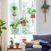 Aoibox Set of 4 Indoor Hanging Planters with Hooks, Decorative Flower Pot Holders for Home Decor, Brown - 3 of 4
