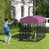 PawHut Outdoor Dog Kennel, Welded Wire Dog Run with 360° Rotating & 4 Levels Adjustable Bowls, Waterproof & UV Resistant Cover, 7.9' x 4' x 6' - 2 of 4